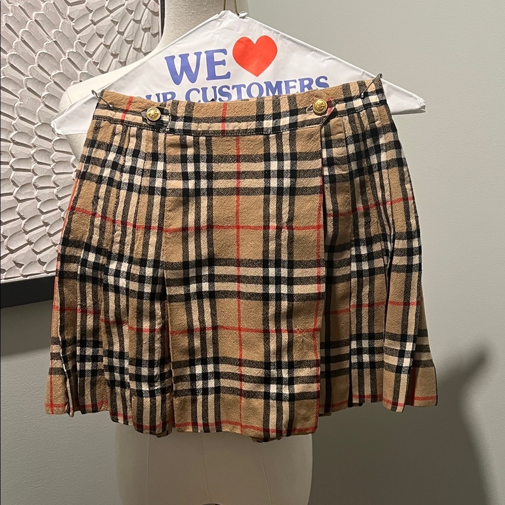 Burberry Beige Plaid Mini Skirt